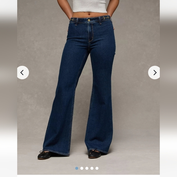 American Eagle Outfitters Denim - American Eagle Stretch High-Waisted Flare Jeans W/ Horsebit Chain Detail